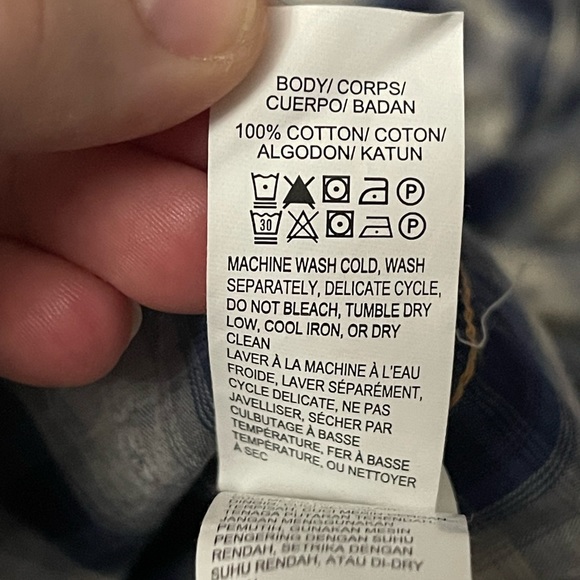 Lucky Brand classic fit Pearl snap blue white plaid cotton button up - Picture 6 of 6